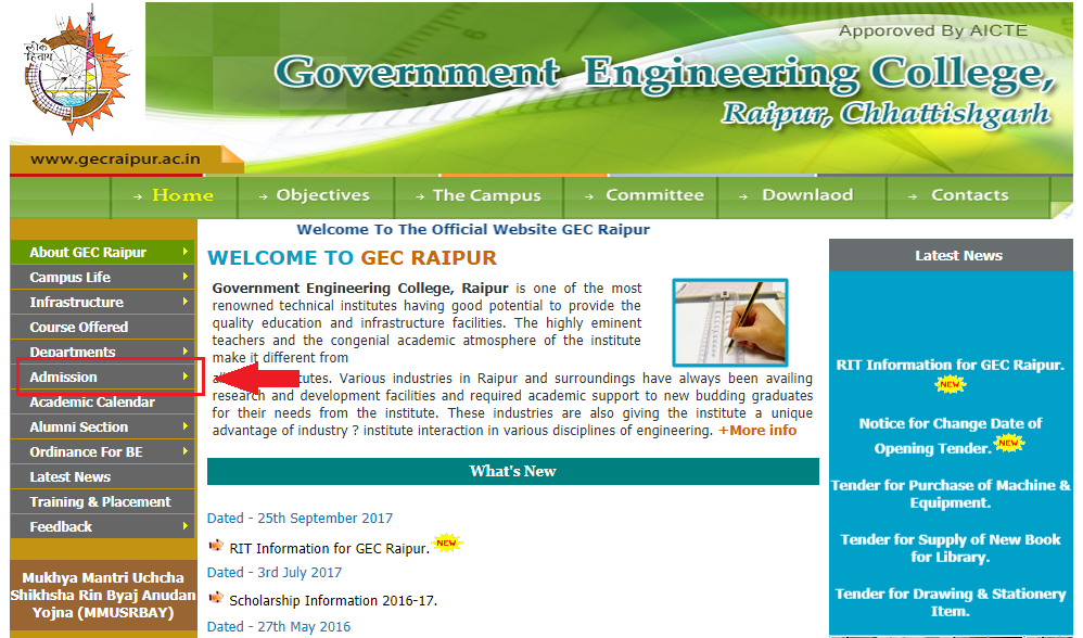 GEC Raipur Website