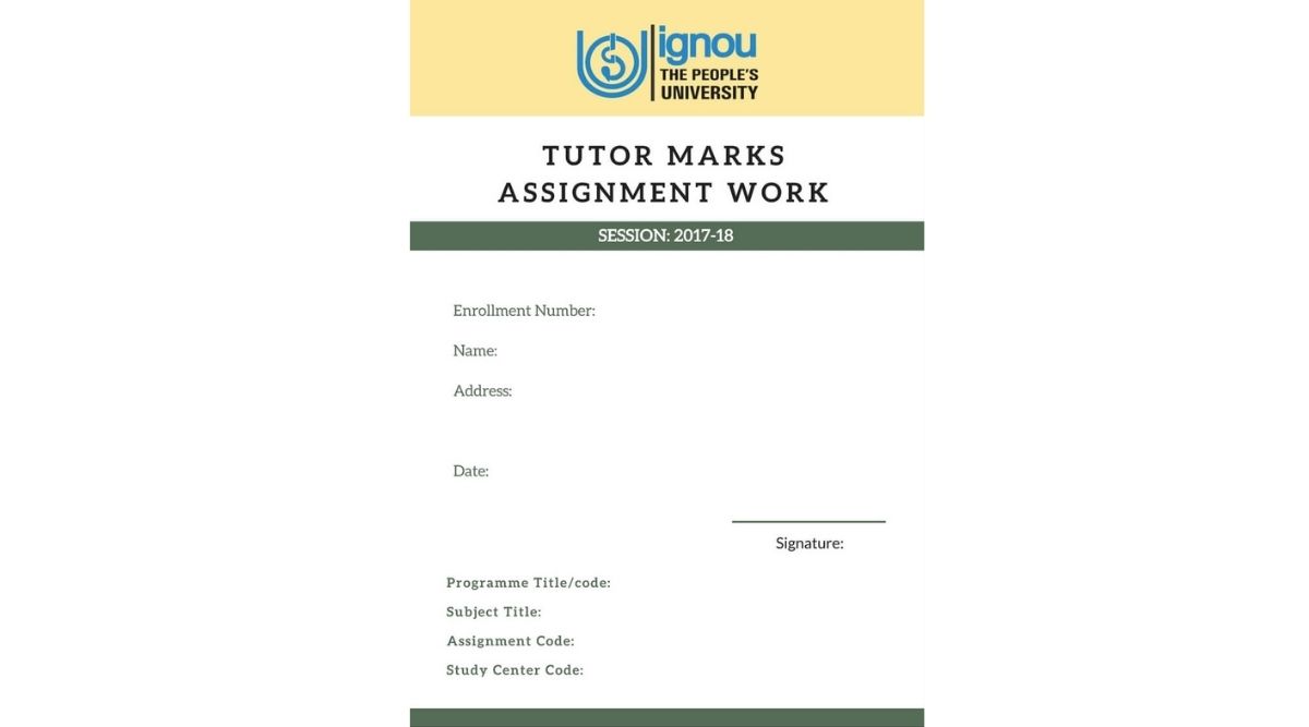 front page for ignou assignment 2022