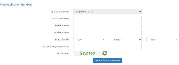 JEE Main Application Number