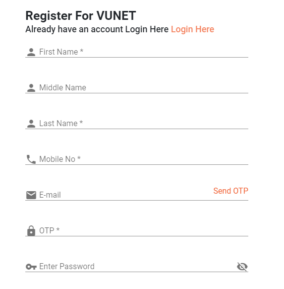 VUNET application form