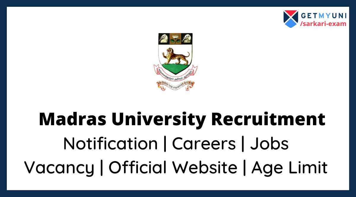 Madras University Recruitment 2022 Careers, Job, Vacancy
